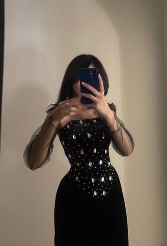 فستان سهره مخمل كوري الأنيق