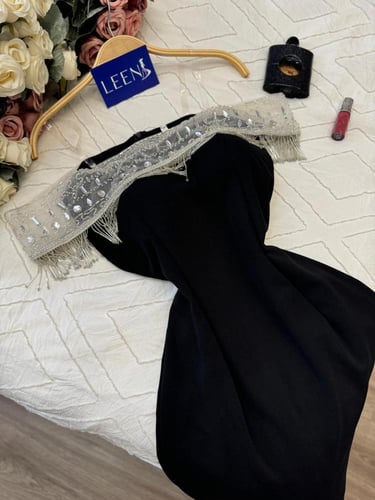 فستان سهرة كريب انيق مطرز