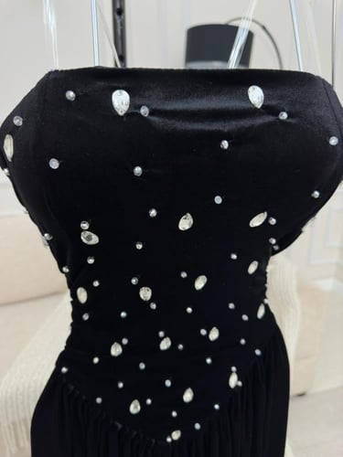 فستان سهره مخمل كوري الأنيق