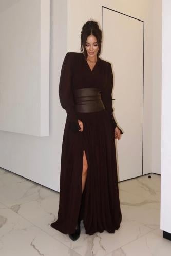 فستان جورجيت ايطالي جلد راقي