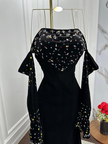 فستان سهره مخمل كوري تطريز راقي