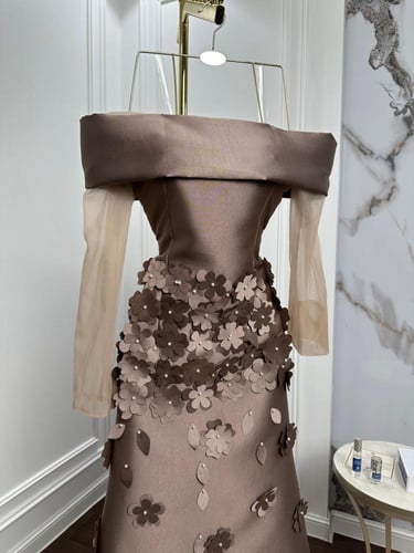 فستان سهره ميكادو تطريز ورد راقي