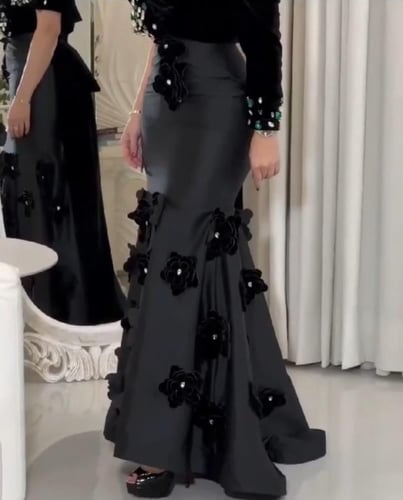 فستان سهرة شانتون دمج قطيفة راقي