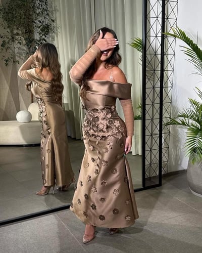 فستان سهره ميكادو تطريز ورد راقي