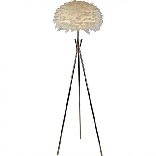 اباجورة ارضية ليد ذهبي ريش ابيض