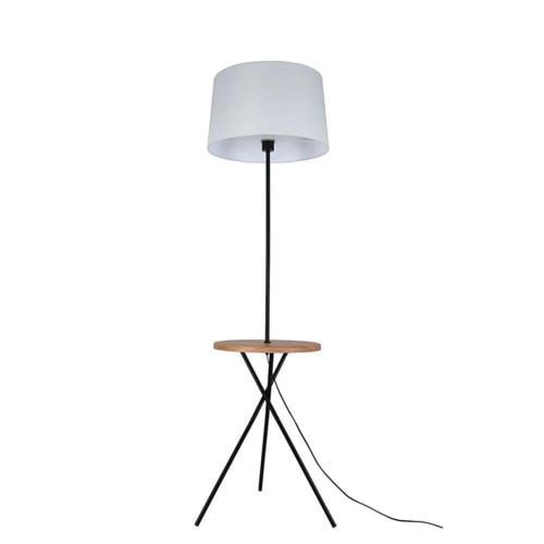 اباجورة ارضية مع رف خشبي