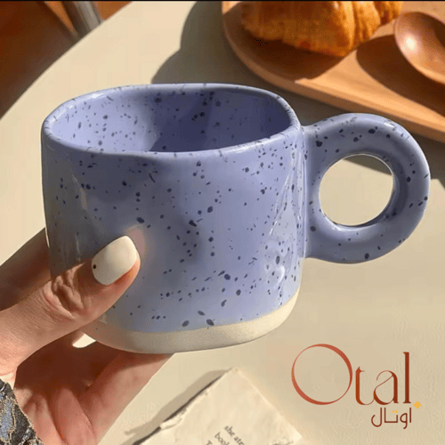 كوب قهوة سيراميك بمقبض حلقي لطيف مناسب للأزواج