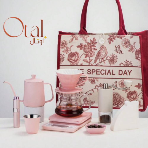 11 جزء من مجموعة صانع القهوة V60 للصب الوردي، هداي...