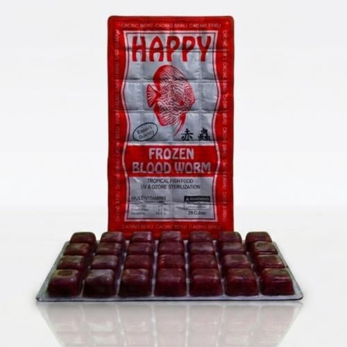 HAPPY Frozen Blood Worms - طعام أسماك مجمد من هابي