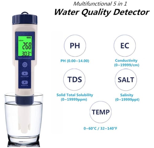 5‑in‑1 Water Quality Detector – جهاز قياس جودة الم...