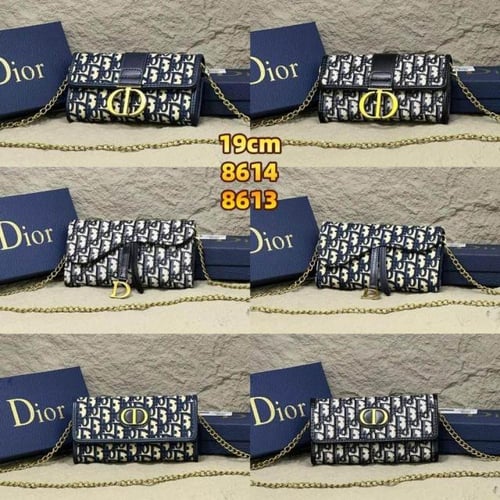 محفظة ديور مونتين ميني سوداء وكحلية مع القفل الذهب...