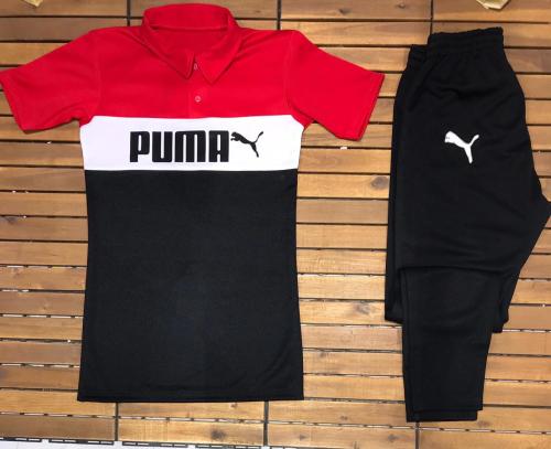 طقم رياضي شبابي من Puma – تصميم ثلاثي الألوان (أحم...