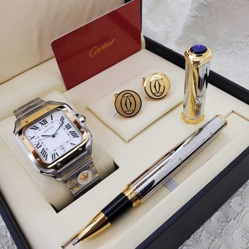 طقم ساعة كارتير سانتوس رجالي مع قلم وكبك – هاي كوا...