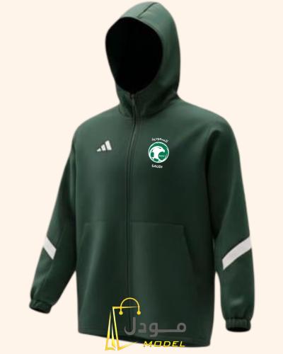 جاكت المنتخب السعودي الاخضر 2026 بغطاء راس وسحاب ا...