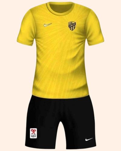 طقم تمارين نادي الاتحاد - تيشيرت أصفر وشورت أسود