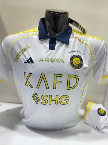 طقم النصر الثالث الابيض 2026 – قميص رياضي + شورت ب...