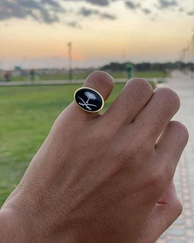 خاتم رجالي سيفين ونخلة فضة - متجر مودل