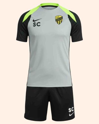 طقم تمارين نادي الاتحاد - تيشيرت رمادي وشورت أسود