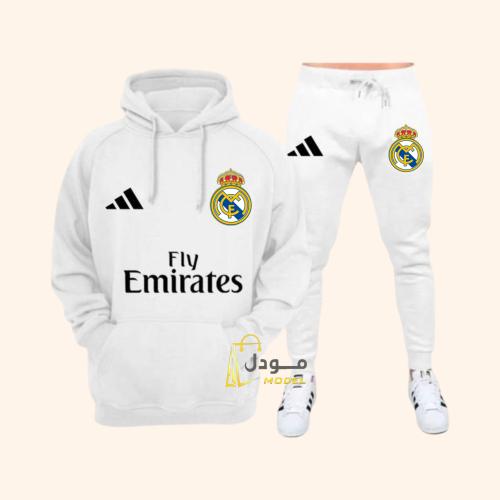 طقم ريال مدريد الشتوي الابيض 2026 - هودي وسروال ري...