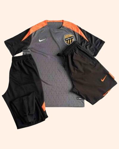 طقم تمارين نادي الاتحاد - تيشيرت رمادي وسروال أسود