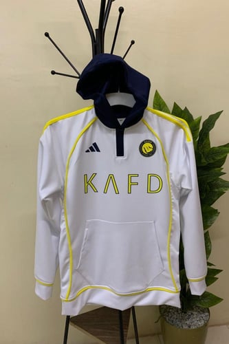 بلوفر شتوي نادي النصر الأبيض الشكل الاحتياطي الرسم...