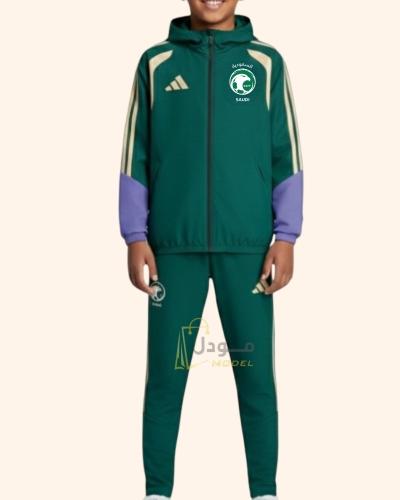 طقم شتوي المنتخب السعودي 2026 ولادي جاكت بسحاب وغط...