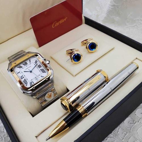 طقم ساعة كارتير سانتوس رجالي مع قلم وكبك – هاي كوا...