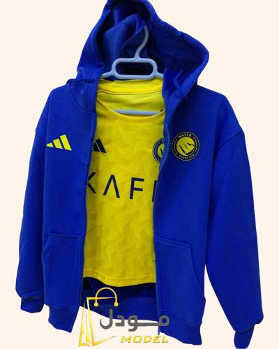 طقم شتوي ولادي نادي النصر 2026 جاكت ازرق وتيشيرت ا...