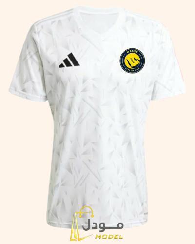 تيشيرت ابيض نادي النصر 2026 بكسرات رمادي الجديد