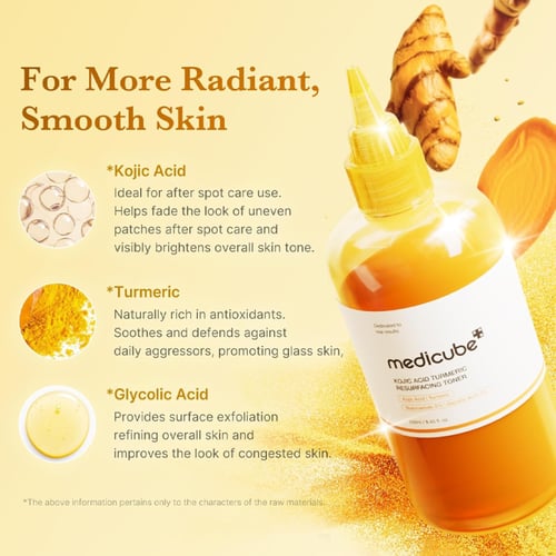 تونر ميديكيوب بالكوجيك اسيد والكركم لتفتيح وتجديد...
