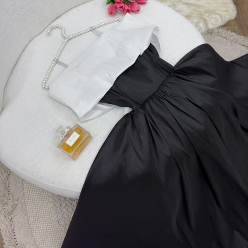 فستان ابيض واسود شانتون