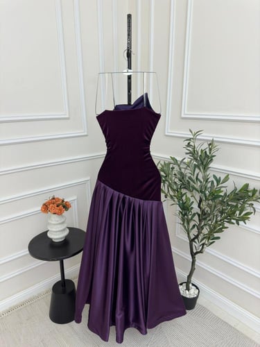 فستان مناسبات 3 ألوان مخمل كوري