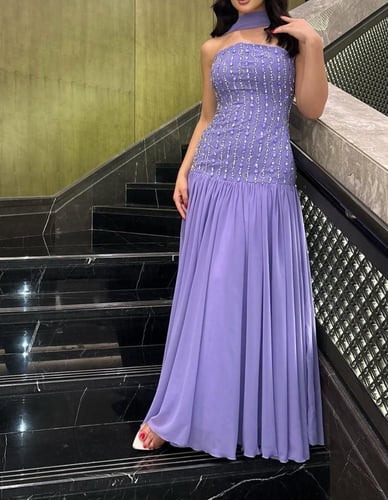 فستان سهرة ناعم لونين