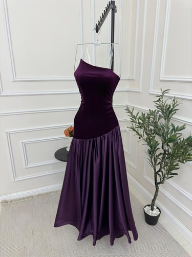 فستان مناسبات 3 ألوان مخمل كوري