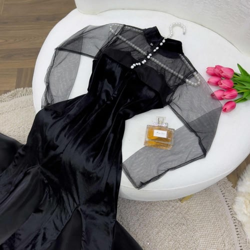 فستان مخمل مع جازار