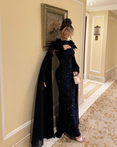 فستان سهرة مخمل كوري وترتر ورده تفته