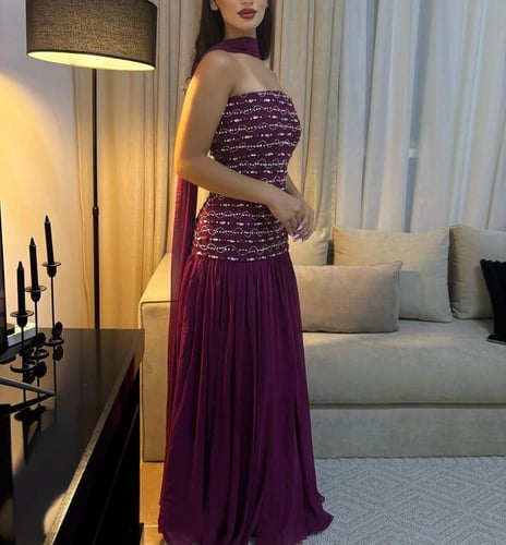 فستان سهرة ناعم لونين