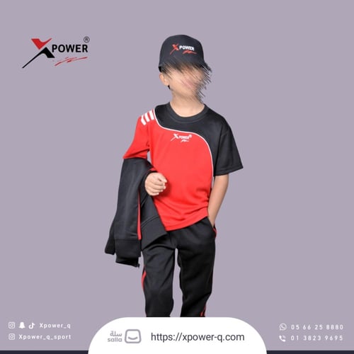 طقم رياضي اسود و احمر