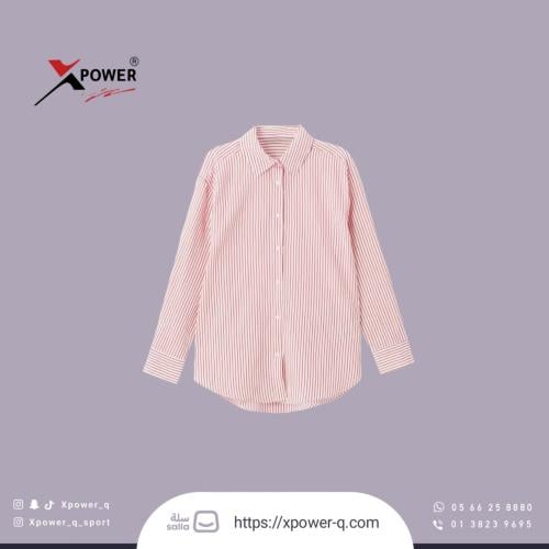 قميص عنابي مقلم