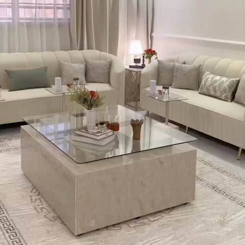 طاوله بديل الرخام مع 6 خدمه