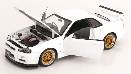 1:12 Nissan R34 Skyline GT-R V-Spec II -- White w/Gold BBS Wheels -- KK-Scale KKDC120213-2
