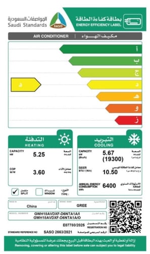 مكيف سبيلت جري 18- اي ماكس R32 واي فاي 19300 وحدة...