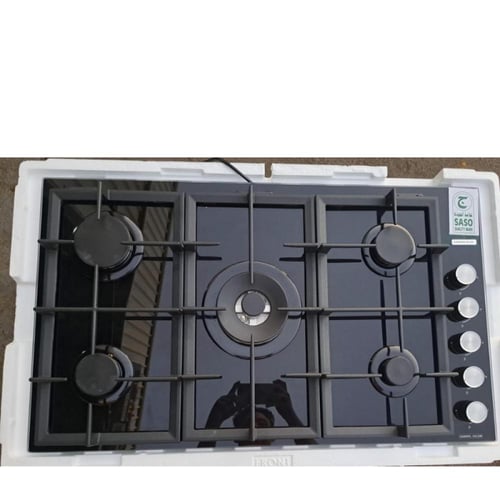 سطح غاز جنرال جولدن 90 سم 5 شعلات سيراميك أسود عيو...