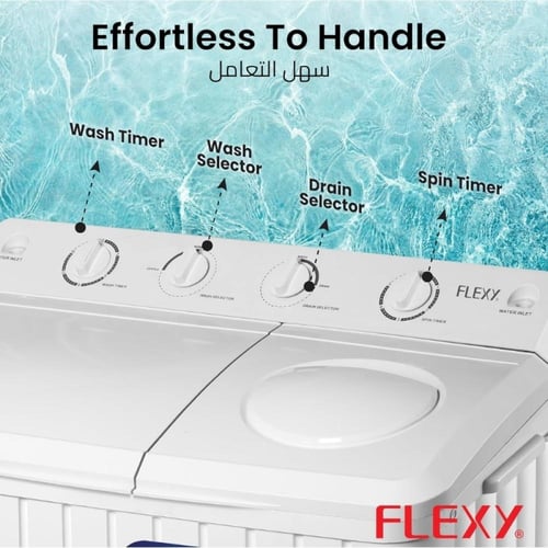 غسالة فليكسي نصف أوتوماتيك 10 كجم حوضين – قوة تنظي...