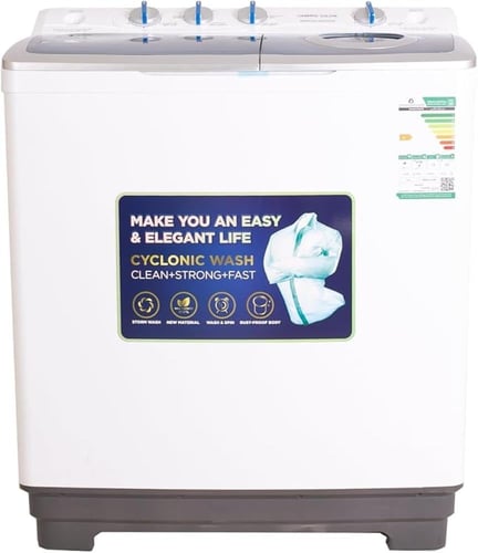 غسالة بحوضين من جنرال جولدن، سعة 5 كيلوجرام، لون أ...