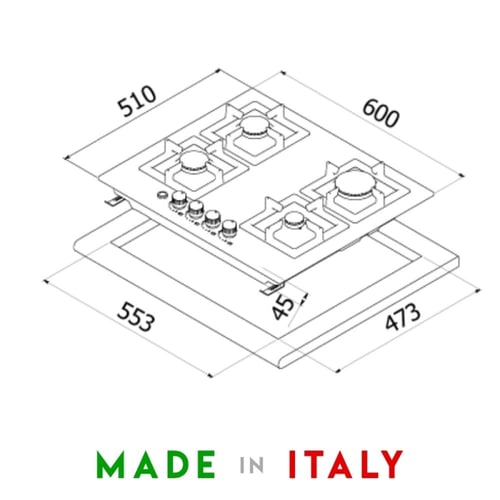 سطح غاز استنلس استيل 60 سم بيلت ات 3 عين غاز و 1 ع...