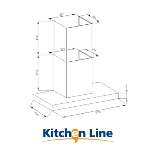 شفاط مطبخ جداري 90 سم أسود بحافة ذهبية – محرك BLDC...
