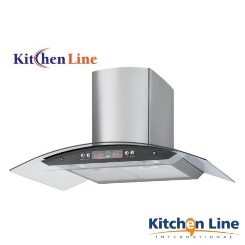 شفاط مطبخ Kitchen Line هرمي زجاج منحني 90 سم ستانل...