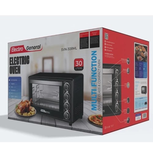 فرن كهربائي 30 لتر – SVN-30RML مع شواية دوارة وزجا...
