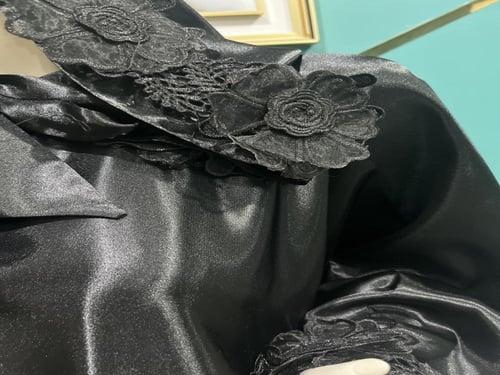 عباية العروس حرير ساتان أسود